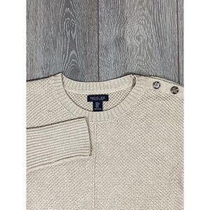 Rachel ZOE Sweater Button Sleeve Tan Women's Medium Oversized‎ Pullover M
